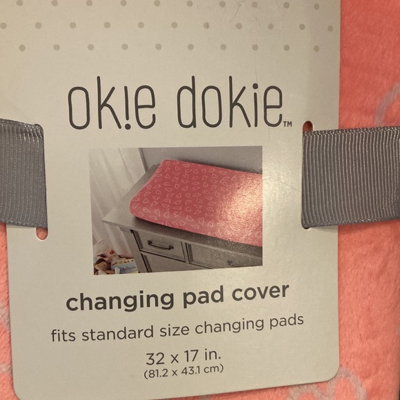 Okie dokie changing pad cover pink with hearts NWT - Picture 2 of 3